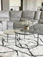 Vente en gros en usine 2 ensembles de tables basses imbriquées modernes en bois et verre avec cadre en métal noir table gigogne blanche pour un montage facile