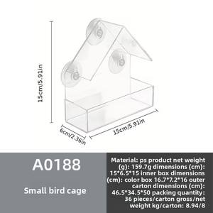 บ้าน<span class=keywords><strong>นก</strong></span>อะคริลิคใสแบบติดกระจกกลางแจ้ง หมุนได้ 360 องศา กล่องพลาสติกใสแบบออร์แกนิค ดีไซน์เรียบง่ายทันสมัย - Product Image 6