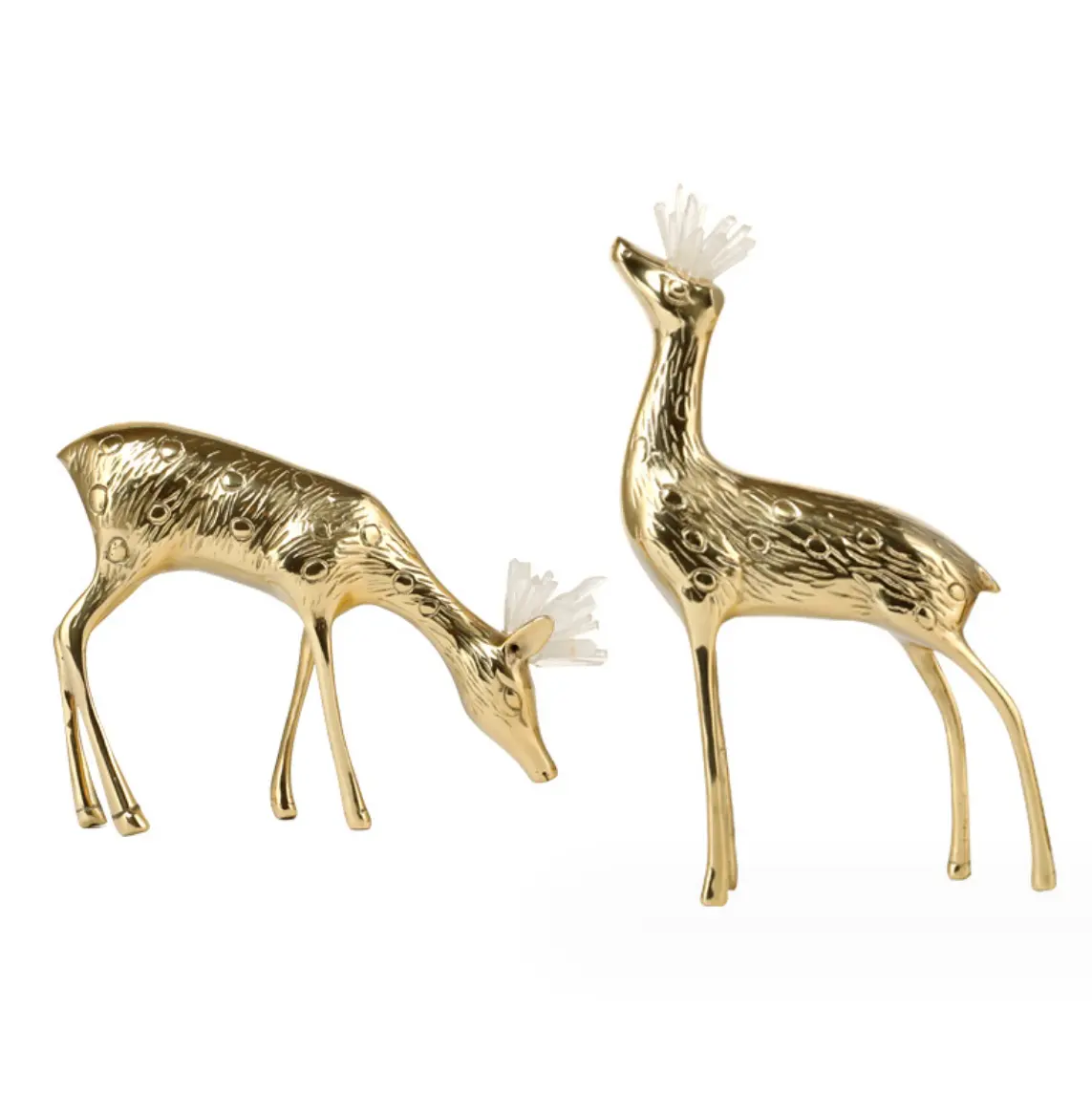 Gold Colors Resin Crafts Figures Home Decoration Gold Metal Figure Home Ornament Sika Deer Animal Studio Decor Animals Ornament