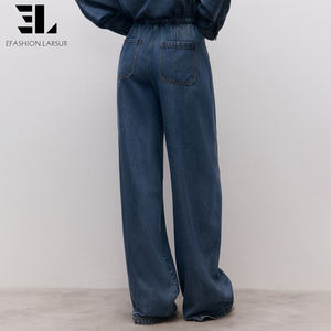 Pantalones <span class=keywords><strong>Vaqueros</strong></span> Holgados de Lyocell Suave y Ecológico de Fábrica Personalizada LARSUR, Pantalones de Mezclilla Rectos y Desgastados para <span class=keywords><strong>Mujer</strong></span> - Product Image 5