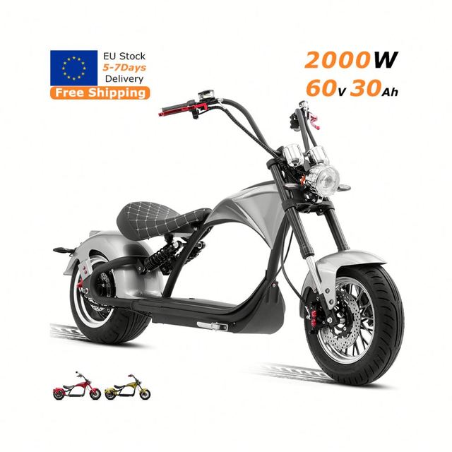 Eahora M1P EEC EU Stock Citycoco 60V 30Ah Electric 2000W Chopper 14-Inch Fat Tire Sportbikes Scooter Hydraulic Disc Brakes