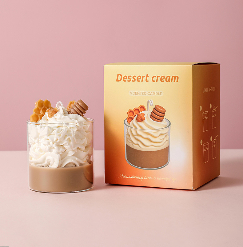 Bougie parfumée à la cire d'abeille (Parfum : Gâteau)