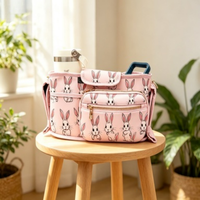 Organisateur de couches imperméable en polyester, personnalisable avec impression intégrale, pochette amovible, sangles réglables, fermeture éclair, grande capacité