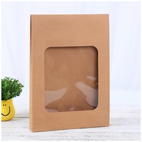 Sac en papier kraft avec fenêtre transparente en acrylique, avec fermeture à cordon, sac d'emballage pour vêtements, t-shirts, sous-vêtements, chaussettes, serviettes