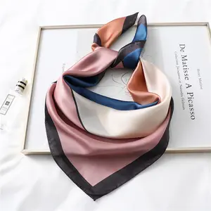 Matte Hijab Scarves Custom Logo <strong>Silk</strong> Designer Printed Polyester Designers <strong>Shawl</strong> <strong>Plain</strong> Luxury Head Hair 100% 70x70 Cm Satin Scarf - Product Image 1