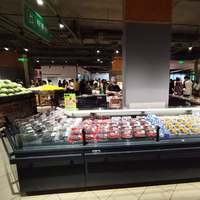 Koelvitrine voor kaas, fruit en vlees, met afstandsbediening, voor supermarkten, met vaste verticale glazen vitrine en luchtkoeling.