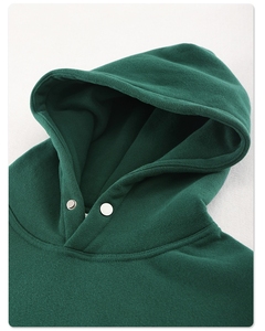 Col à bouton-pression de haute qualité sans ficelle 400 Gsm coton <span class=keywords><strong>pull</strong></span> sur logo personnalisé hommes sweat à capuche vierge - Product Image 6