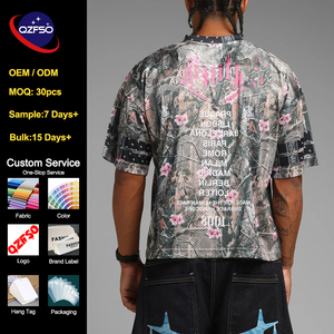 QZFSO Custom Men Y2K Grunge Mesh Streetwear Shirt Oversized Sublimation Graphic V-neck Sporty Tee All-Over Print Football Jersey - Product Image 2