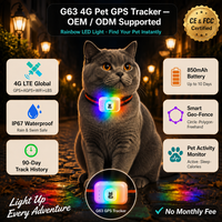 Dernier modèle de traceur GPS 4G étanche pour chats, application de suivi en temps réel de la localisation et de l'activité, suivi des animaux de compagnie, chiens, avec lumière LED couleur