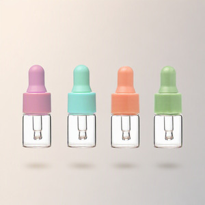 <b>Travel</b> Size Glass Dropper <b>Bottle</b> Empty Small Clear Dropper <b>Bottles</b> with Colored Cap for Serum Essential Oil Cosmetic - Product Image 4