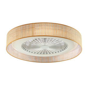 Modern <b>Ceiling</b> Fan <b>Light</b> LED Warm White 3500K Surface Mounted Wood Base Paper Cover for Living Room 220V - Product Image 1