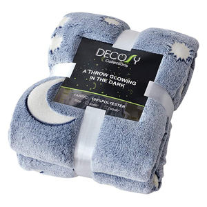 100%polyester Fuzzy <b>Throw</b> <b>Blanket</b> Super Soft Flannel Fleece <b>Blanket</b> Cozy Glow in the Dark <b>Blanket</b> With Star Moon - Product Image 2