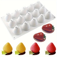 Moule à dessert en silicone platine LFGB SILIKOLOVE, série fruits, 6 cavités, forme fraise, pour mousse et gelée, décoration de pâtisserie