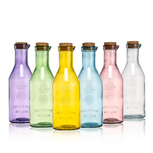 Pichet à eau personnalisé en verre coloré sans plomb <span class=keywords><strong>1L</strong></span> <span class=keywords><strong>Carafe</strong></span> et récipient en verre pour jus de fruits boisson bière - Product Image 1