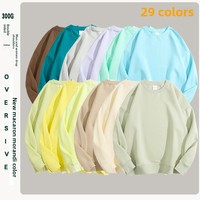 Sweat-shirt unisexe 300g 100% Coton respirant, sain, couleur unie, col rond, épaules tombantes, sans doublure, coupe ample et décontractée, automne