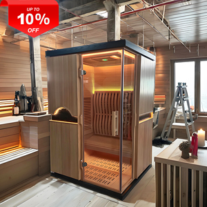 ซาวน่าแบบดั้งเดิม 2 คน สไตล์ใหม่ ทันสมัย ทำจากไม้เนื้อแข็ง สำหรับใช้ในบ้าน พร้อมระบบไอน้ำและอินฟราเรด - Product Image 5