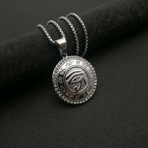 Collar con colgante de ojo de Horus de yunnique, acero inoxidable, chapado en oro, diamantes de imitación redondos, joyería de regalo unisex - Product Image 3