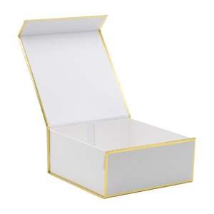 High Quality White <b>Box</b> with Custom Printing Gold Brim Clam Shell <b>Box</b> with Magnetic Closure for Clothing Shoes Garment Packing - Product Image 5