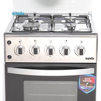 Cuisinière à gaz Xunda de qualité supérieure en acier inoxydable avec four de 55 L, cuisinière à gaz 4 brûleurs avec four 50*50 pour restaurant et usage domestique
