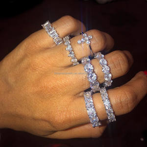 Anillo de Compromiso Eternity Rectangular Chapado en Oro con Circonita Cúbica 5A Arcoíris Pastel, Tallas 5, 6, 7, 8, 9, Venta al por Mayor, En Stock - Product Image 4