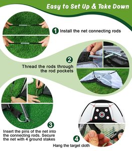 Redes de golf para práctica en el patio trasero con pelotas de golf reales y tapete Tri-Turf para práctica de golf en interiores y exteriores, para chipping y putting. - Product Image 3