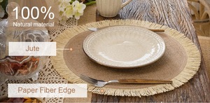 Manteles Individuales de Yute Aislantes del Calor, con Borde de Fibra de Papel, Elegantes Manteles para Mesa de Restaurante, para Comida Caliente - Product Image 6