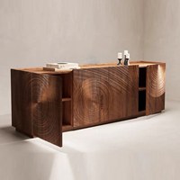 Buffet en noyer noir d'Amérique du Nord, style italien, luxe léger, sculpté artistiquement, meuble de rangement de luxe pour salon, console d'entrée