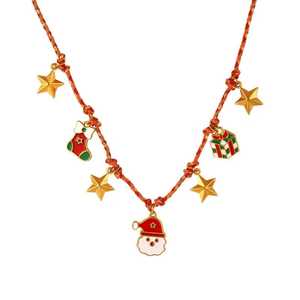 Collar de Cadena de Acero de Titanio Navideño para Mujer con Múltiples Dijes y Estilo Clásico Inspirado en Santa Claus - Product Image 2