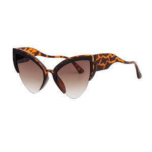 Gafas de sol elegantes estilo ojo de gato para mujer, protección UV400, lentes de PC con media montura, estilo europeo - Product Image 4
