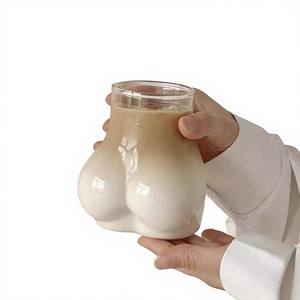 Divertida, Sexy y Linda Taza de Vidrio con Diseño de Trasero, Creativa y Aislada para Café Americano Helado, Latte, Bebidas con Hielo, Té con Leche, Resistente a Altas Temperaturas - Product Image 1