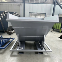 Bac basculant pour chariot élévateur d'entrepôt, trémie auto-vidante en acier robuste pour déchets industriels