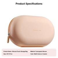 Pochette de rangement multifonctionnelle en silicone pour la maison, porte-monnaie rond avec fermeture éclair, sac organisateur pour clés, câbles USB, cosmétiques, voyages