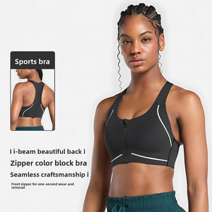 Top Deportivo Sin Costuras Transpirable con Cierre Frontal para Mujer, <span class=keywords><strong>Sujetador</strong></span> Deportivo con Soporte y Absorción de Impactos para Gimnasio - Product Image 5