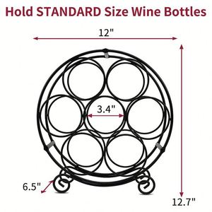 7 Bottles Freestanding Countertop Metal Small Table Top Wine <b>Rack</b> <b>Drink</b> Organizer Bottle Holder Kitchen Organizers and Storage - Product Image 2
