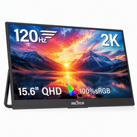 Moniteur portable QHD 15,6 pouces 120 Hz, angle de vision de 178 degrés, luminosité de 300 cd, écran secondaire USB C pour le bureau et les voyages