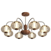 Lustre décoratif d'intérieur en noyer de style français vintage pour restaurant, lampe suspendue nordique en verre transparent pour plafond de villa