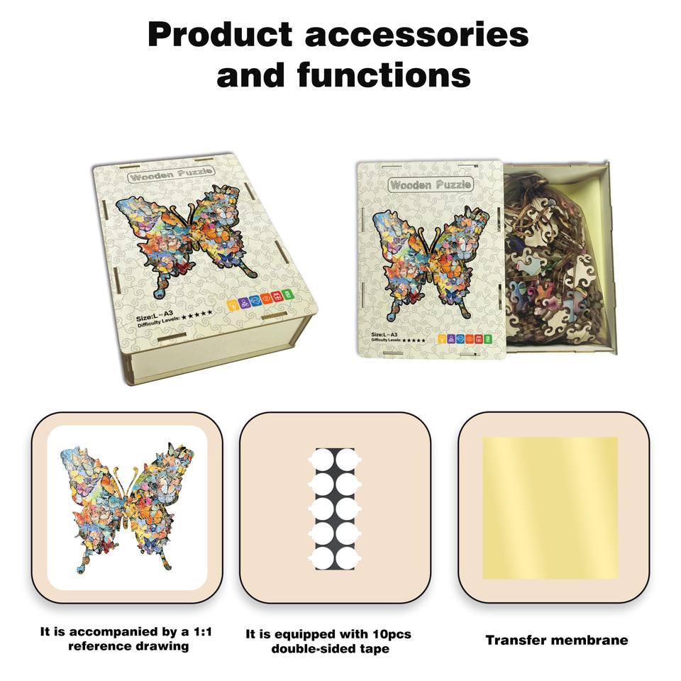 Custom Wooden Butterfly Cartoon Educational Jigsaw Puzzle Toy for Kids ...