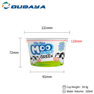 OUDAYA Gobelets à glace en plastique à paroi simple, designs personnalisés, IML, 520 ml, PP de qualité alimentaire, pour yaourt, sans transfert d'odeurs, inviolables - Product Image 3