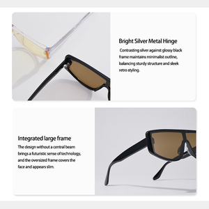 Nouvelles lunettes de soleil Y2K Cyberpunk Shield pour femmes et hommes, lunettes de soleil futuristes à dessus plat rectangulaire, UV400, lunettes rétro Hip Hop, streetwear - Product Image 5
