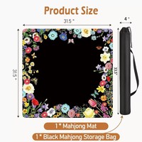 Tapis de Mahjong à Bordure Florale Colorée, Élégant, Imperméable, Pliable, Base en Caoutchouc Antidérapante, Tapis de Bureau Décoratif pour Poker et Usage Domestique