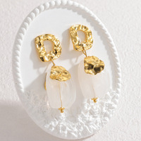 Anting Geometris Irregular Terlaris Emas 18k Gaya Retro Anting Gaya Rambut Lipit dengan Desain Minimalis