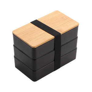 Boîte à lunch en <span class=keywords><strong>bambou</strong></span> à trois étages de style minimaliste personnalisée en gros avec une grande capacité, boîte à bento étanche - Product Image 4