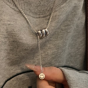 Collier pendentif de luxe haut de gamme en argent pur S925 d'inspiration japonaise avec un diamant unique, design polyvalent pour hommes et femmes - Product Image 1