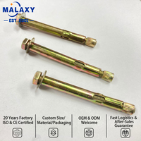 Malaxy DIN933 Boulon d'ancrage à expansion à tête hexagonale en acier haute résistance grade 8.8, boulon d'ancrage à manchon pour maçonnerie