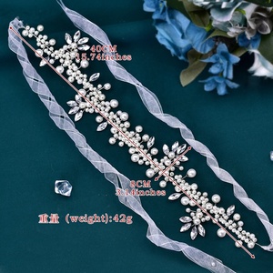 Accessoires pour cheveux faits à la main, strass argentés, pièces pour cheveux pour femmes, diadème de <span class=keywords><strong>communion</strong></span>, coiffe de mariée, bandeau de mariage - Product Image 6