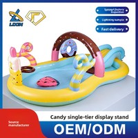 Piscine gonflable en PVC de style nouveau, respectueuse de l'environnement, avec toboggan sur le thème des bonbons et arroseurs, 320x105x192cm, aire de jeux pour enfants