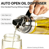 Distributeur d'huile en verre épais à ouverture automatique |   Bouteille à condiments anti-goutte et étanche avec échelle graduée |   Pot de cuisine pour huile, vinaigre, sauce soja