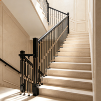 Rampe d'escalier moderne en alliage aluminium-magnésium argenté-doré, balustres et meneaux en fer forgé pour villa