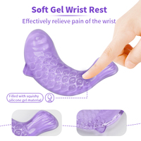 Tapis de clavier et de souris transparent en cristal violet en forme de poisson de dessin animé avec repose-poignet en gel pour PC, jeu, maison, bureau