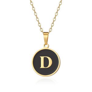 Fashion <b>Stainless</b> <b>Steel</b> 18K Gold Plated Round Shell <b>Necklace</b> Light Luxury Jewelry letter A-Z Pendant Chain <b>Necklaces</b> <b>Men</b> Gift - Product Image 6